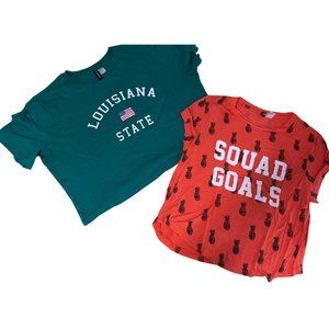 H&M 2 Pack Crop Tops - Louisiana State & Squad Goals Crop Tops